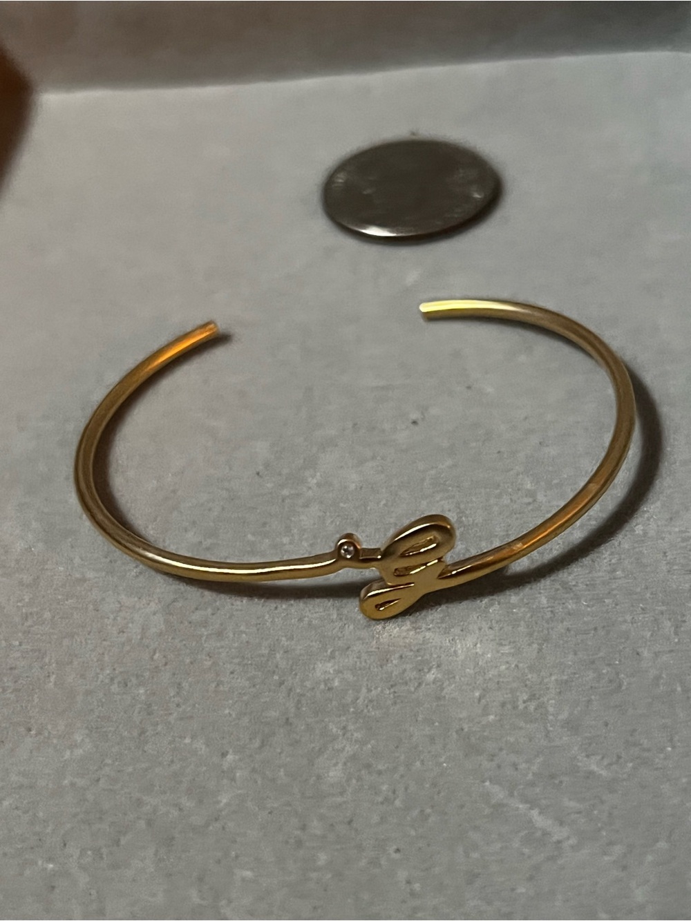 Gold Cuff Bracelet with Script Accent
